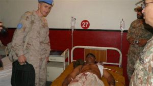 A UN Military Observer Group representative visits a hospital in Kotli, Pakistan Administered Kashmir Photo: ISPR, Pakistan