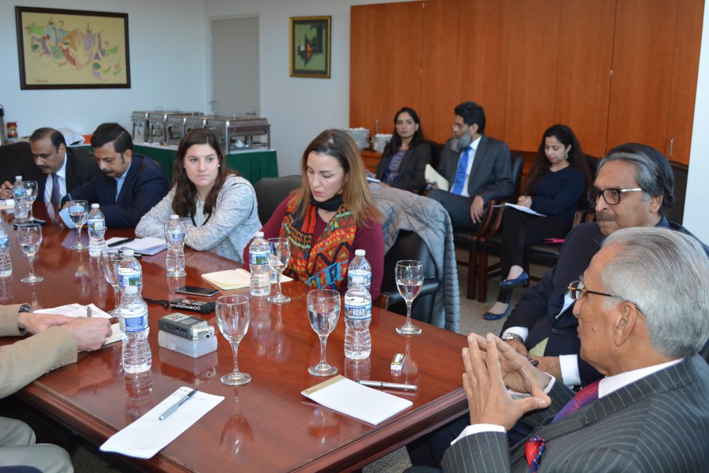 Special Assistant Tariq Fatemi and Ambassador Jilani during Press interaction at the embassy