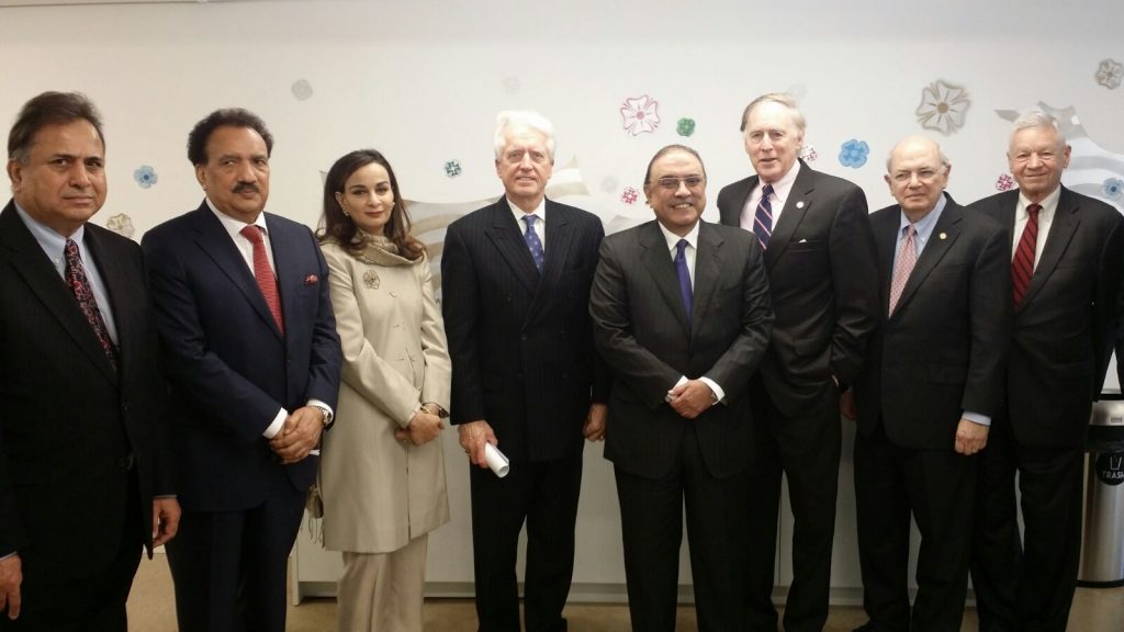 Former President Asif Ali Zardari with a group of bipartisan US Congressmen Photo: Pakistan Peoples Party
