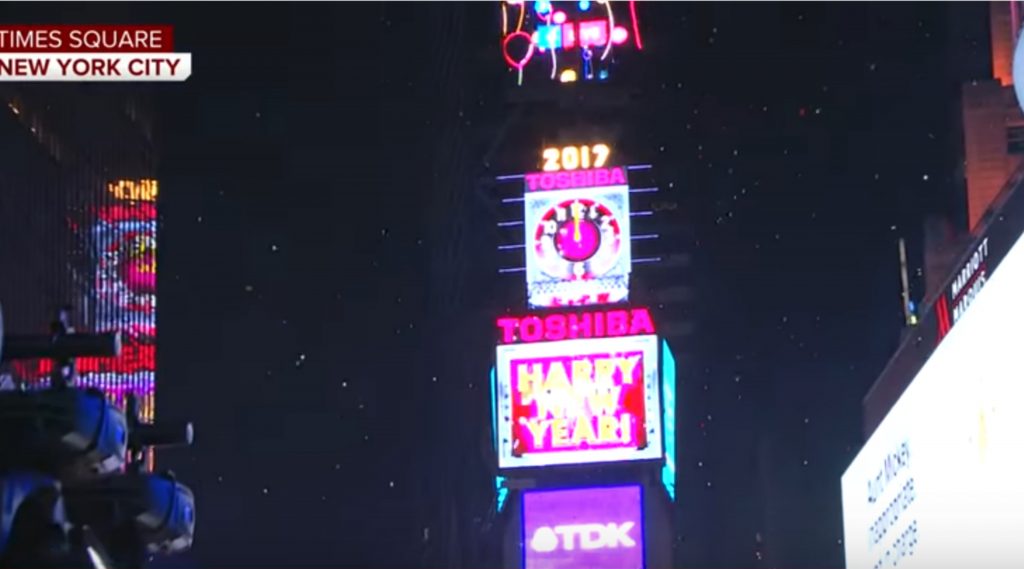 Times Square, New York January 1, 2017 Screenshot/CBS