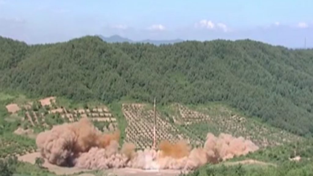 Image of North Korea's ICBM missile test on July 4, 2017 Photo: Screenshot/CNN-KCTV
