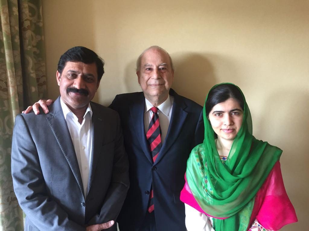 Author Akbar Ahmed with Malala and her father Ziauddin Yousafzai