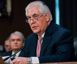 Rex Tillerson at his confirmation hearing January 2017 By Office of the President-elect [CC BY 4.0 (http://creativecommons.org/licenses/by/4.0/deed.en)], via Wikimedia Commons
