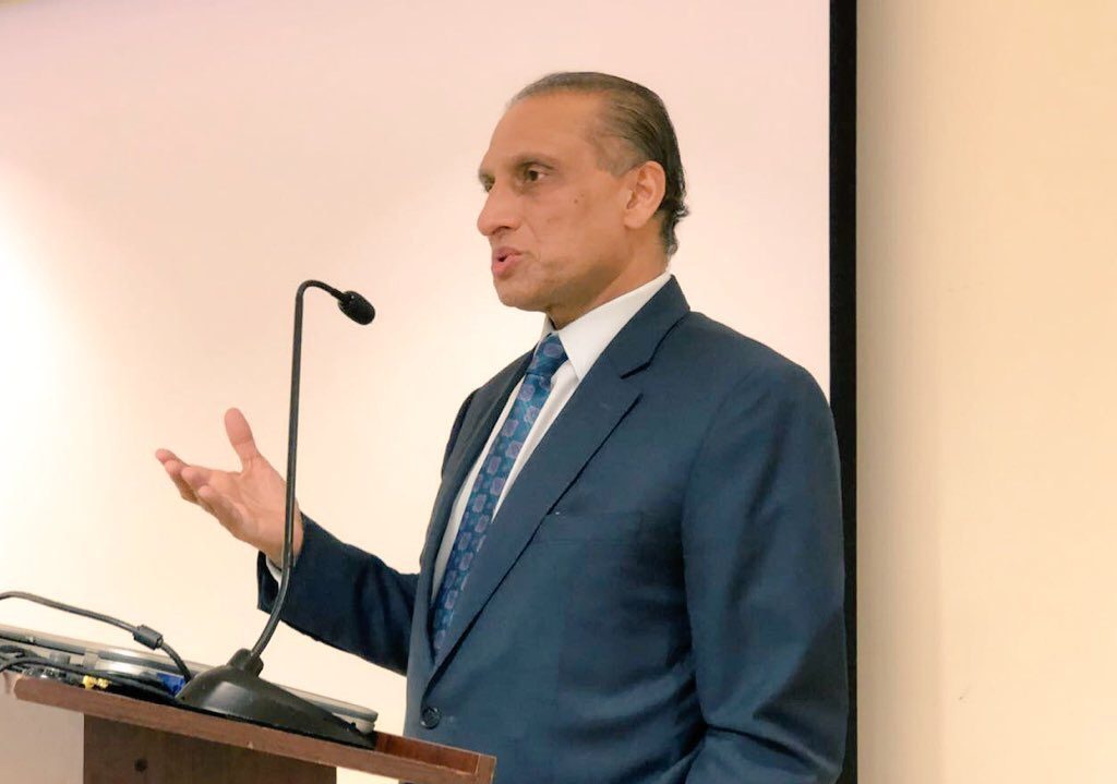 Ambassador Chaudhry speaking after launch of new website Photo: Pakistan Embassy in D.C.