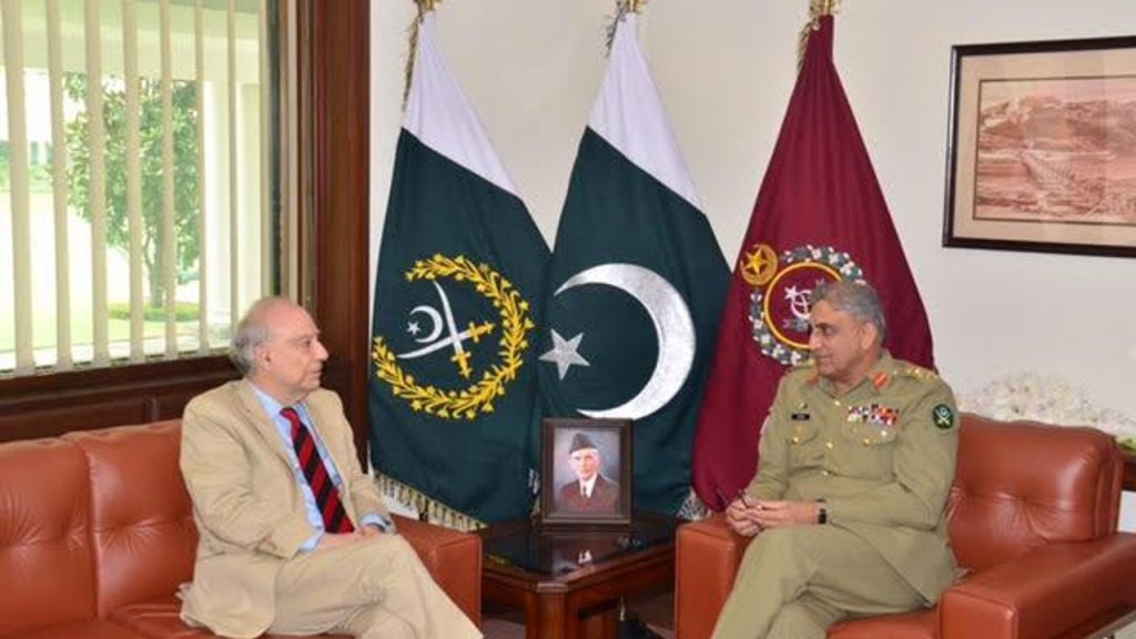 Professor Ahmed with Pakistan Chief of Army Staff General Qamar Javed Bajwa in his office at General Headquarters in Rawalpindi.